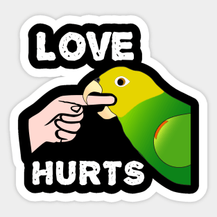 Love Hurts Double Yellow Headed Amazon Parrot Sticker